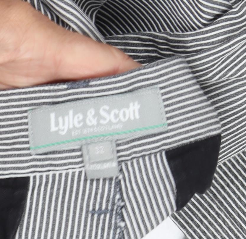 Lyle & Scott Men's Black Striped Chino Trousers Size 32