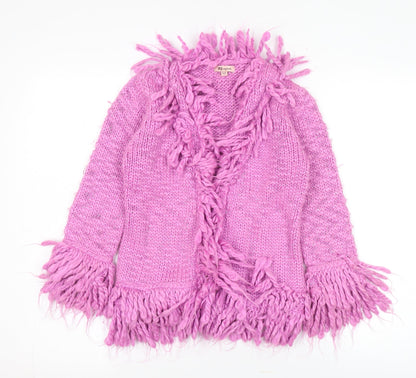 Monsoon Girls Pink Fringed Cardigan 4-6 Years Wool