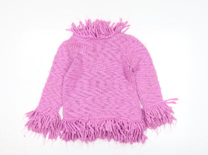 Monsoon Girls Pink Fringed Cardigan 4-6 Years Wool