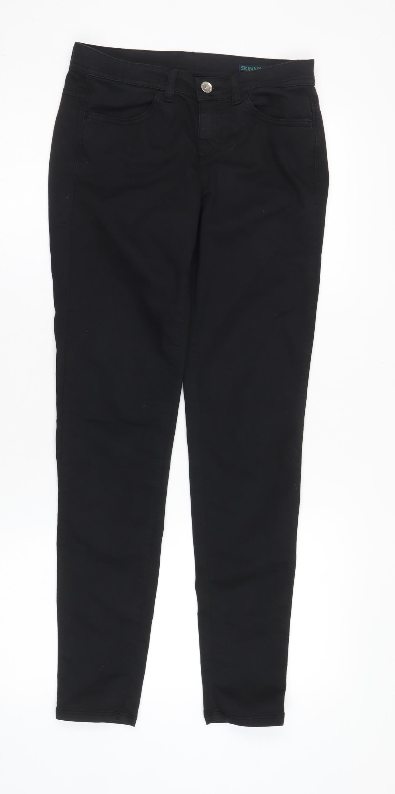 Womens UK Size 4 United Colors of Benetton Slim Fit Jegging Black Trousers