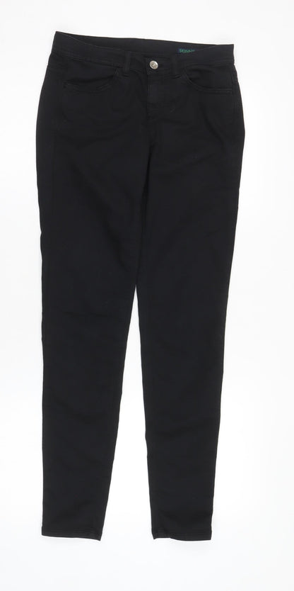 Womens UK Size 4 United Colors of Benetton Slim Fit Jegging Black Trousers