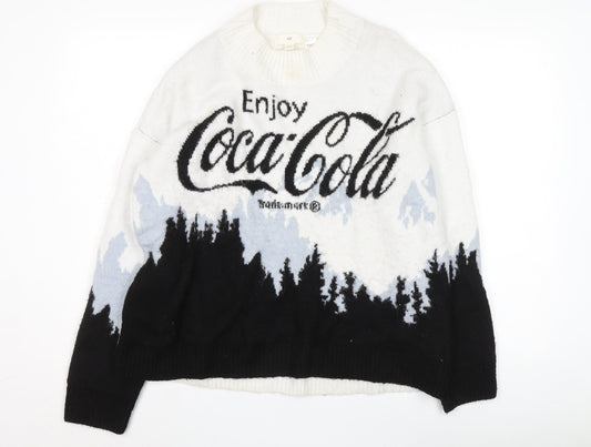 H&M Unisex Coca-Cola Graphic White Pullover S