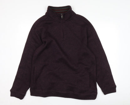 Mens UK Size L Maine New England Purple 1/2 Zip Sweatshirt