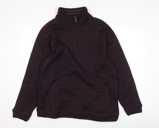 Mens UK Size L Maine New England Purple 1/2 Zip Sweatshirt