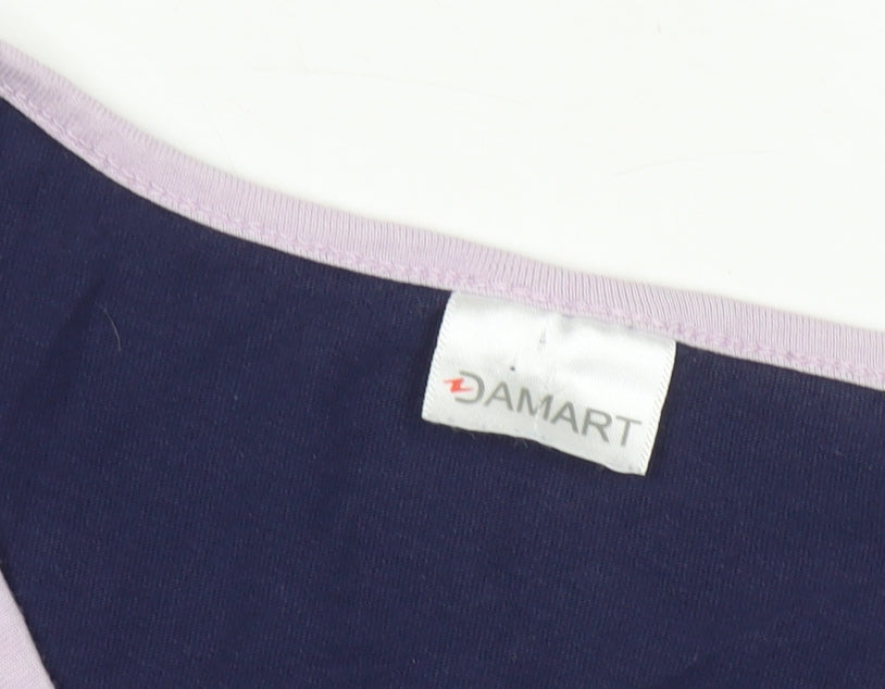 Damart Women's Blue Floral Nightshirt M V-Neck Cotton