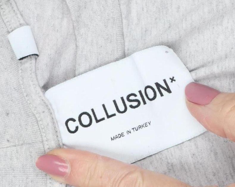 Unisex Adults UK Size S COLLUSION Grey Basic T-Shirt