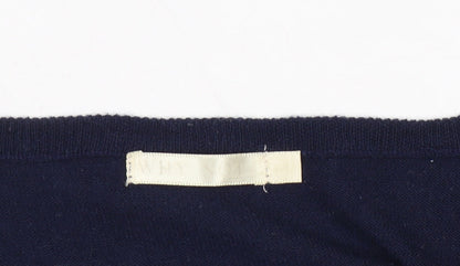 WHY NOT Women's Blue V-Neck Polka Dot Pullover Jumper Size M