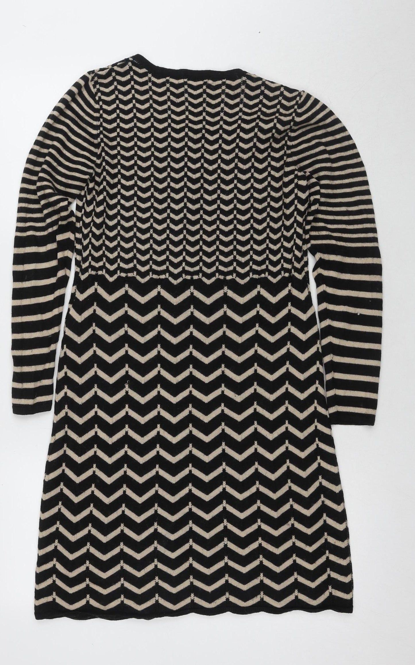 Monsoon Women's Black Chevron Dress M Excellent