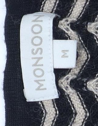 Monsoon Women's Black Chevron Dress M Excellent