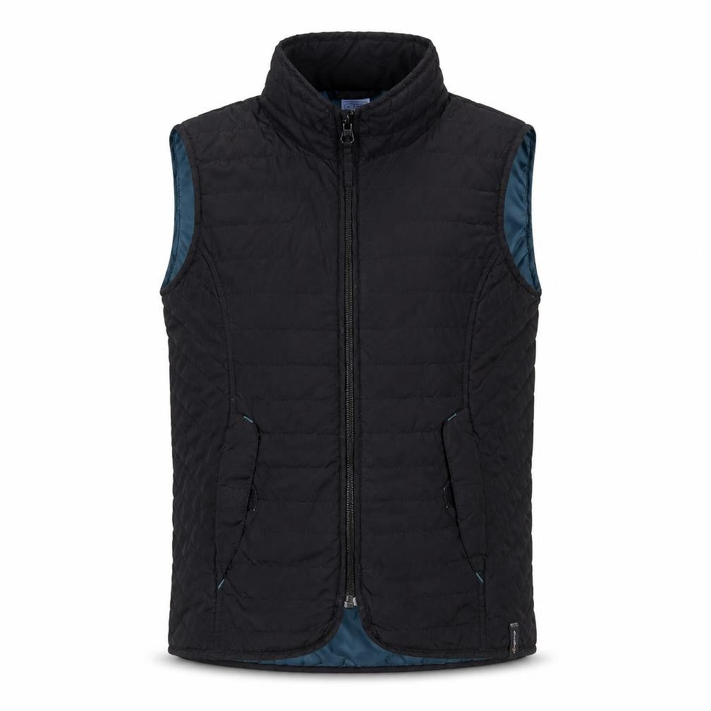 Front view of Decathlon boys’ black bodywarmer 8 years sleeveless jacket