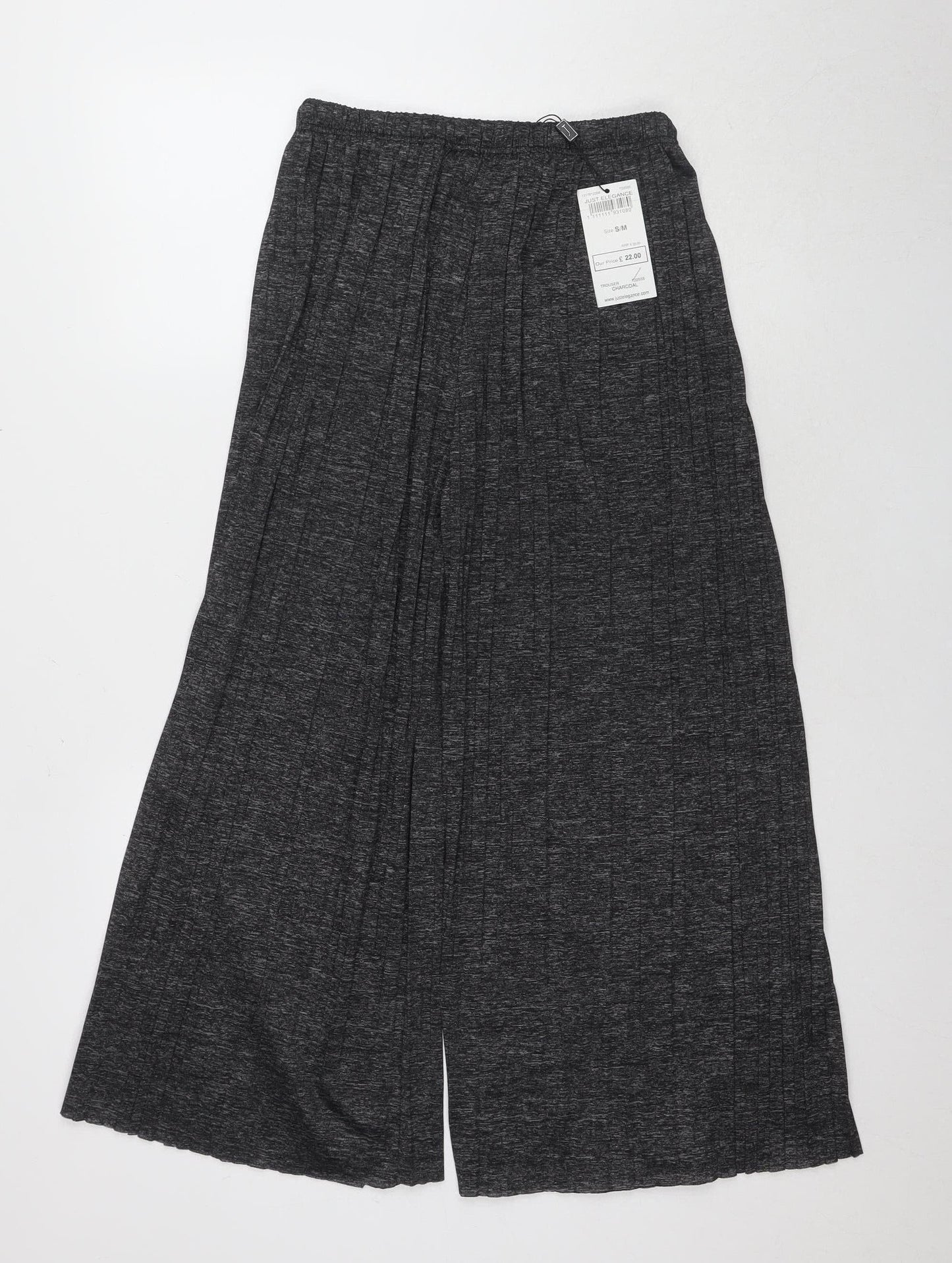 Just Elegance Grey Wide-Leg Trousers S/M Women's Relaxed