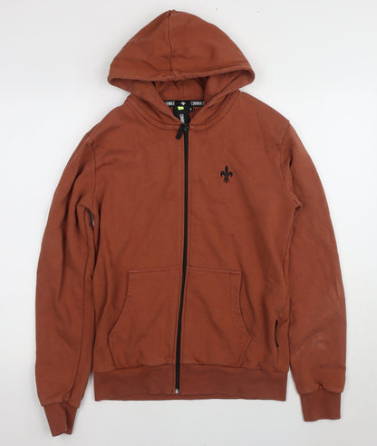 Mens UK Size S Criminal Damage Brown Full Zip Hoodie
