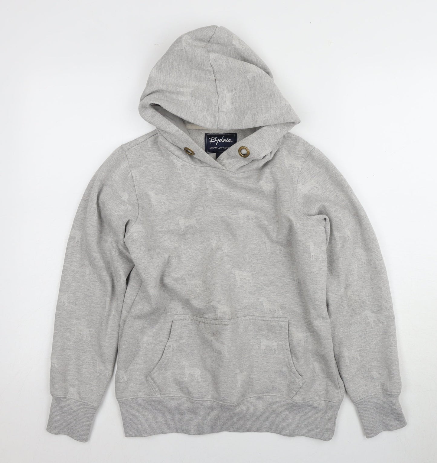 Rydale Unisex Grey Hoodie, Size 10, Animal Print