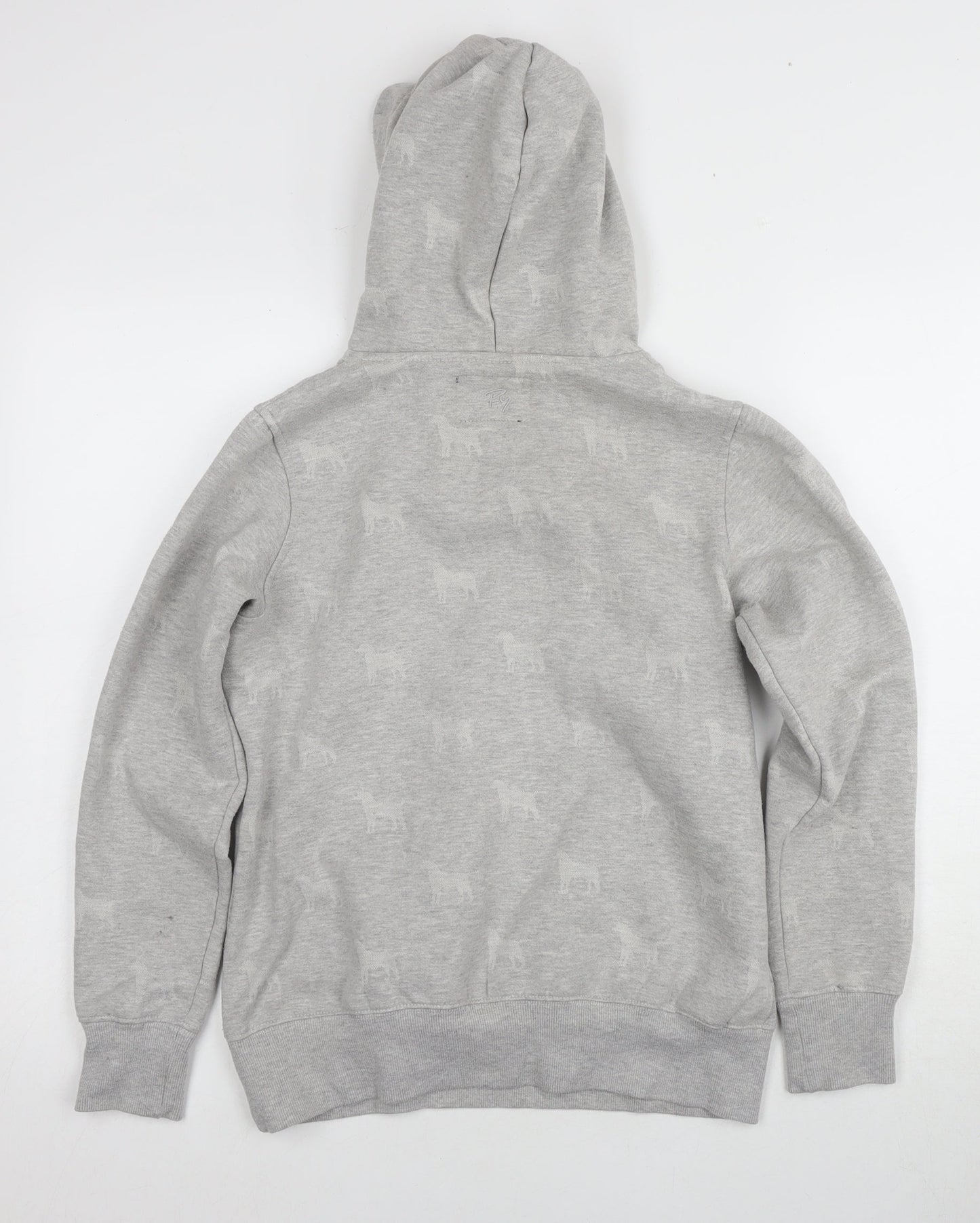 Rydale Unisex Grey Hoodie, Size 10, Animal Print
