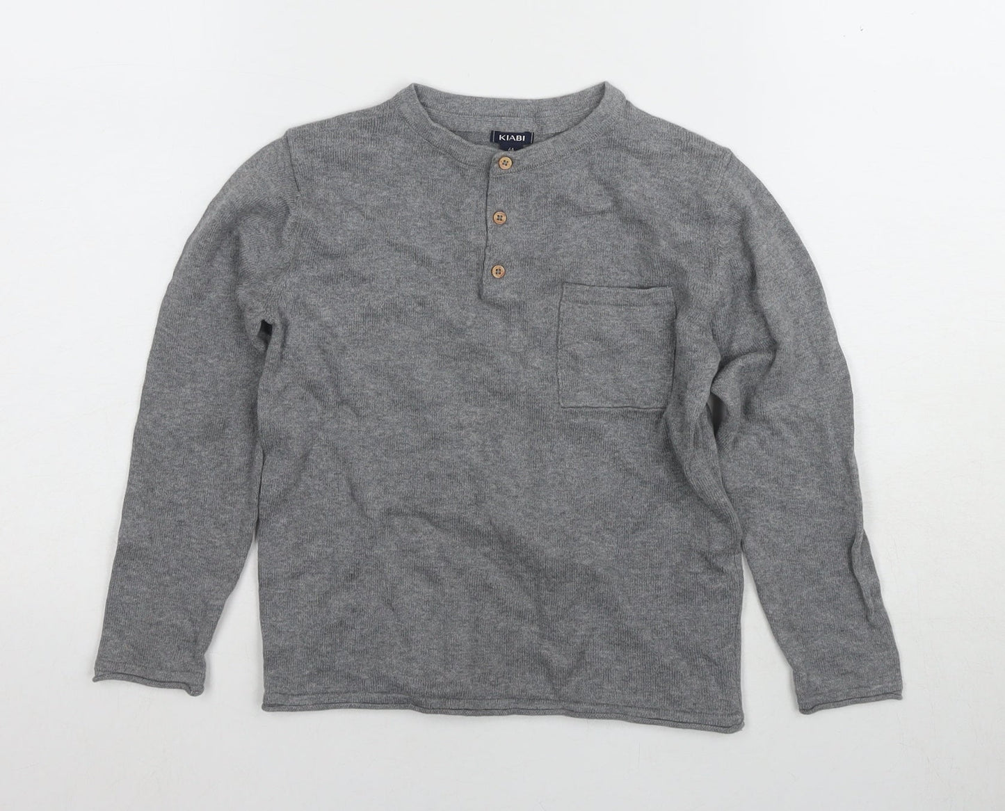 KIABI Boys Grey Henley Jumper, Size 6-7 Years