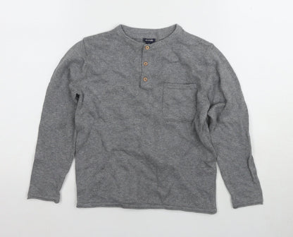 KIABI Boys Grey Henley Jumper, Size 6-7 Years