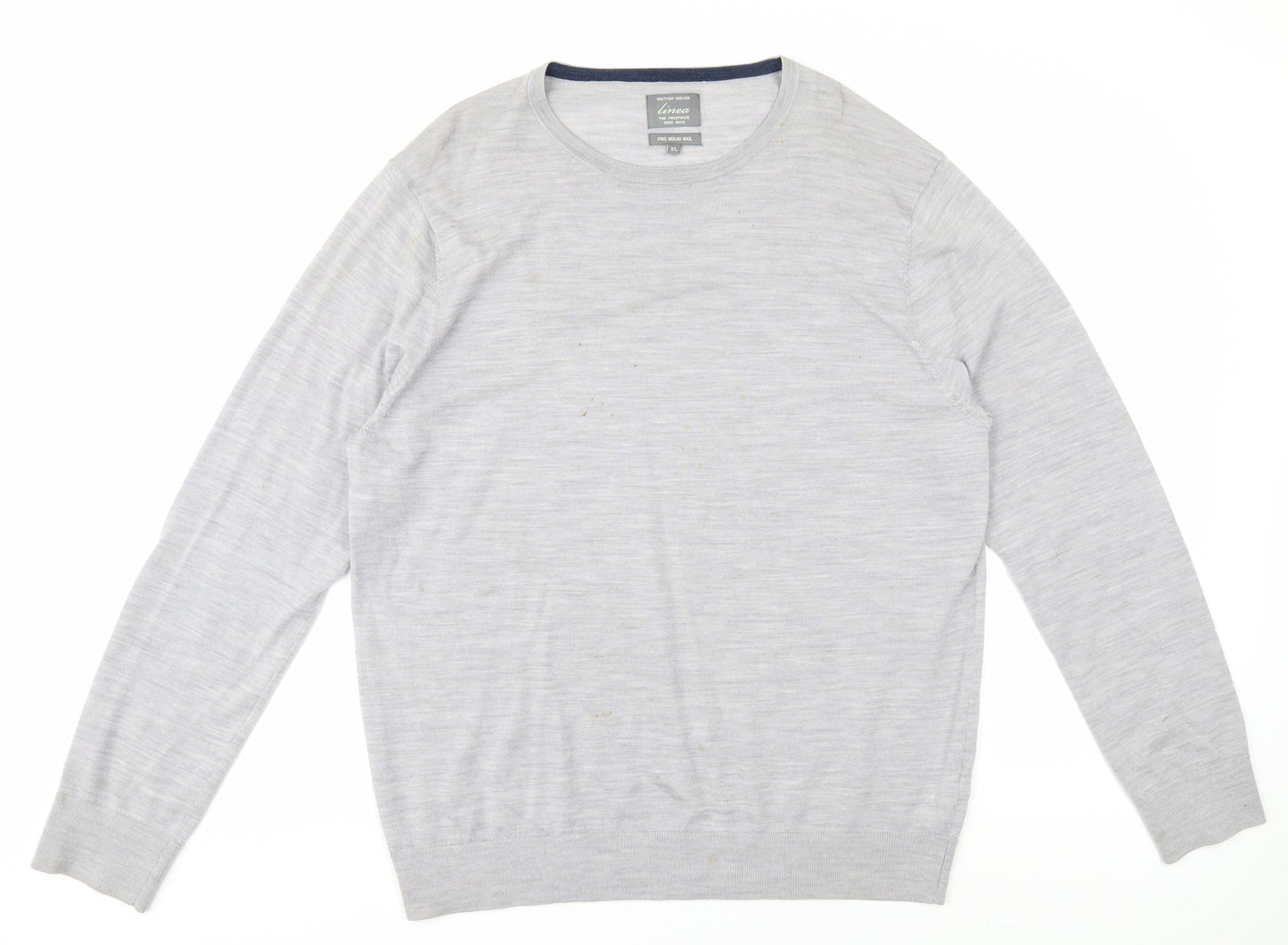 Linea Men's Grey XL Crew Neck Wool Pullover Jumper