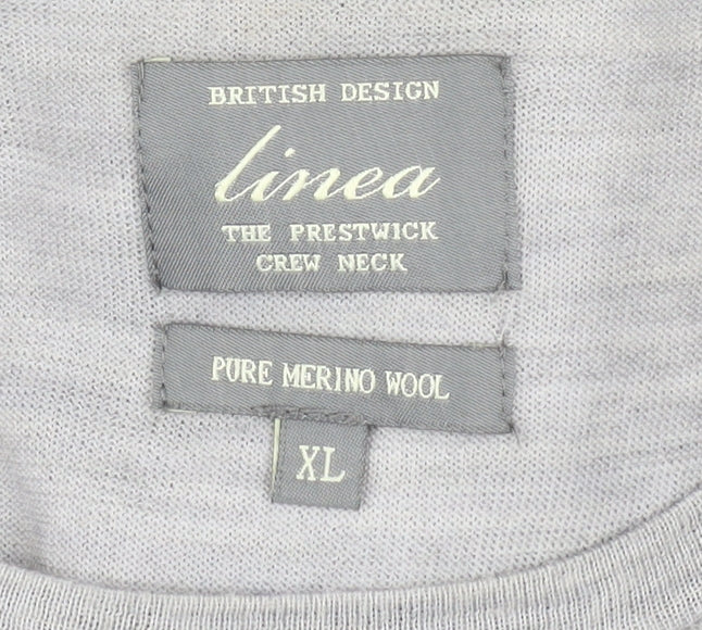 Linea Men's Grey XL Crew Neck Wool Pullover Jumper