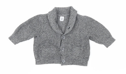 GAP Unisex Baby Grey Cardigan, 6-9 Months, Cotton Knit