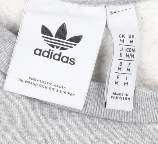Adidas Men's Grey Pullover Jumper M Crew Neck Logo