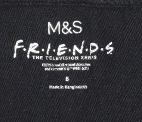 Womens UK Size 8 Marks and Spencer Black Basic T-Shirt