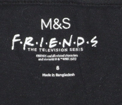 Womens UK Size 8 Marks and Spencer Black Basic T-Shirt