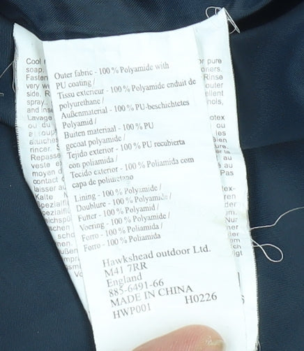 Close-up detail of Hawkshead Blue unisex windbreaker jacket, size 10