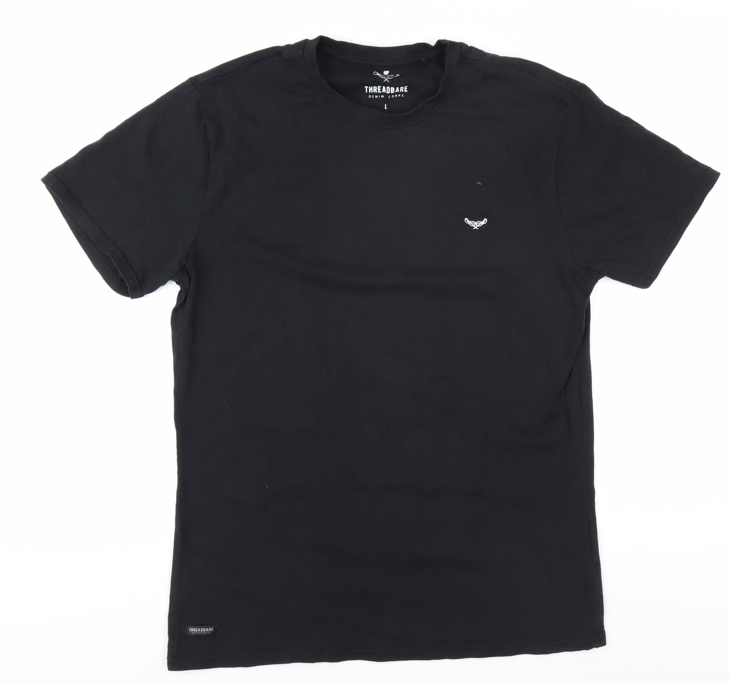 Threadbare Men's Black Crew Neck T-Shirt - Size L