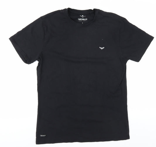 Threadbare Men's Black Crew Neck T-Shirt - Size L
