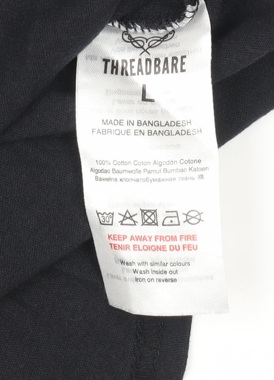 Threadbare Men's Black Crew Neck T-Shirt - Size L