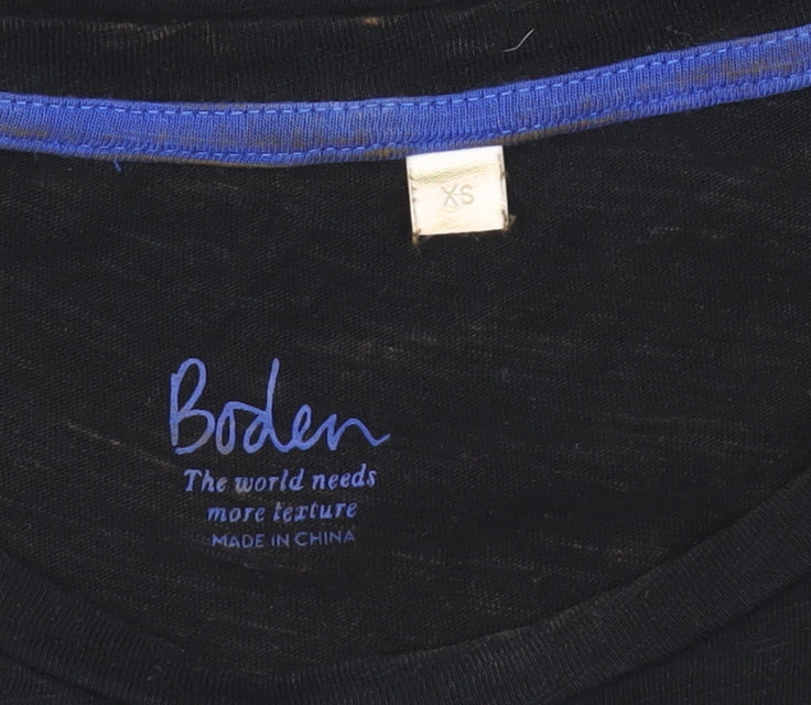 Womens UK Size XS Boden Black Basic T-Shirt