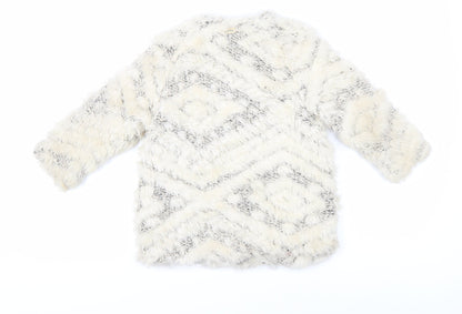 Catimini Girls Ivory Faux Fur Coat, Size 4 Years