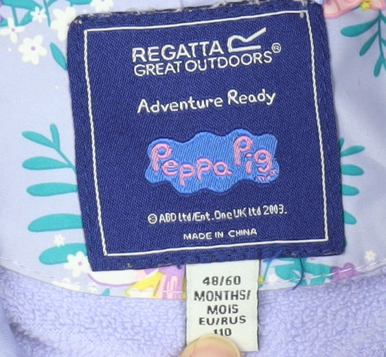 Regatta Girls Purple Peppa Pig Floral Parka Jacket 5 Years