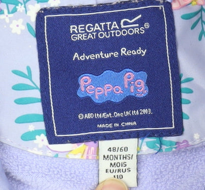 Regatta Girls Purple Peppa Pig Floral Parka Jacket 5 Years