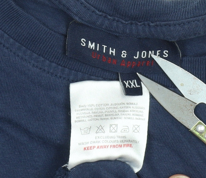 Smith & Jones Men's 2XL Blue Cotton T-Shirt