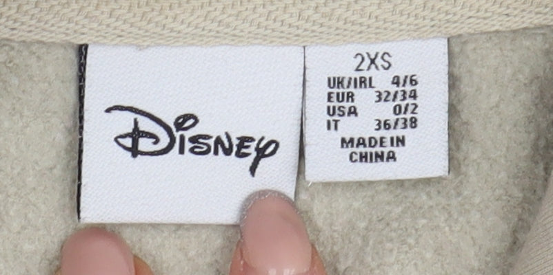 Womens UK Size 2XS Disney Beige Pullover Hoodie