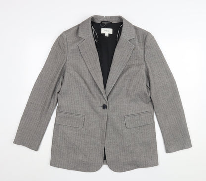 Marks and Spencer Women's Grey Herringbone Blazer - Size 8