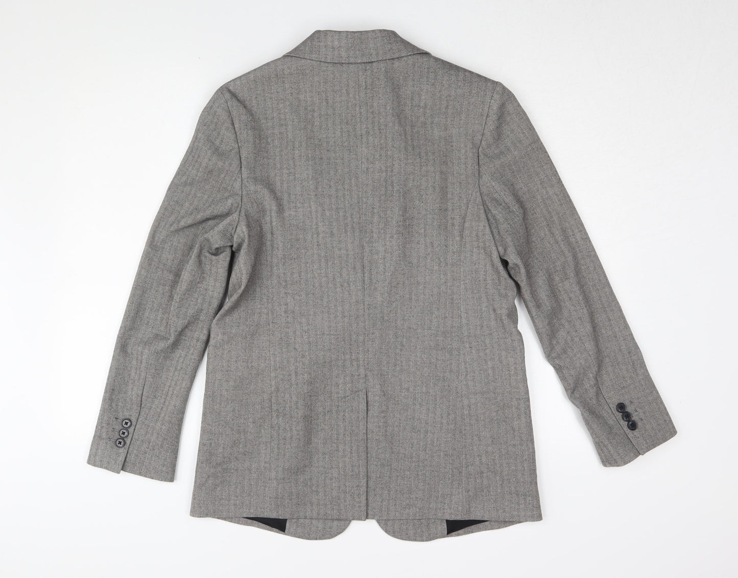Marks and Spencer Women's Grey Herringbone Blazer - Size 8