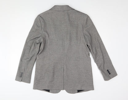 Marks and Spencer Women's Grey Herringbone Blazer - Size 8