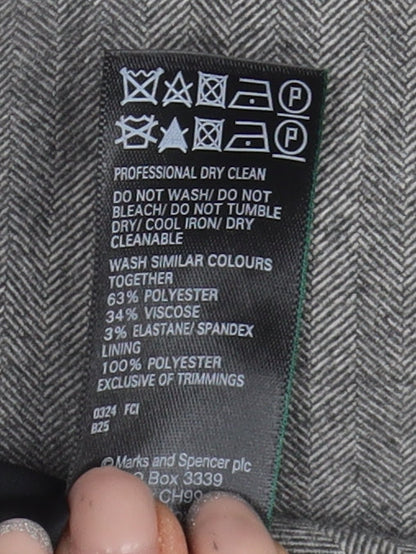 Marks and Spencer Women's Grey Herringbone Blazer - Size 8