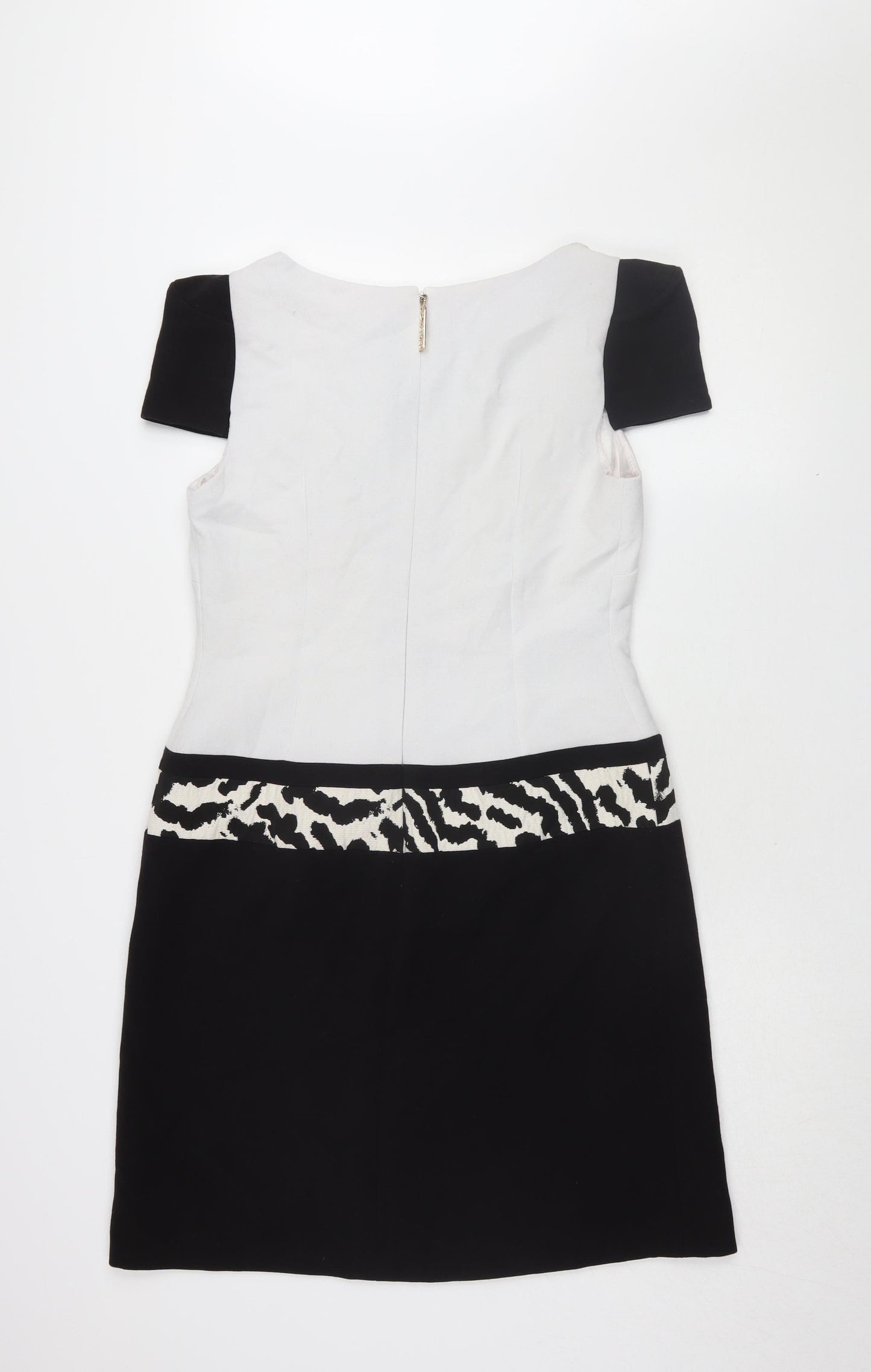 Badoo Women's Black & White Animal Print Sheath Dress UK 14
