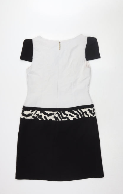 Badoo Women's Black & White Animal Print Sheath Dress UK 14