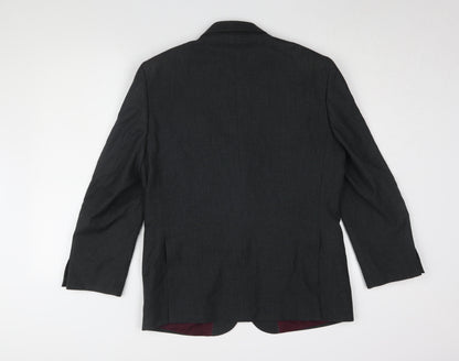 Mens UK Size 38 Charlton Gray Regular Black Suit Jacket
