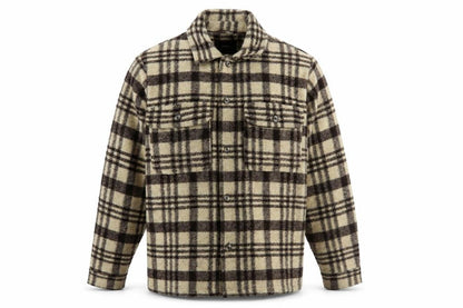 Pull&Bear Womens Brown Plaid Shacket, Size 12 - Casual Classic
