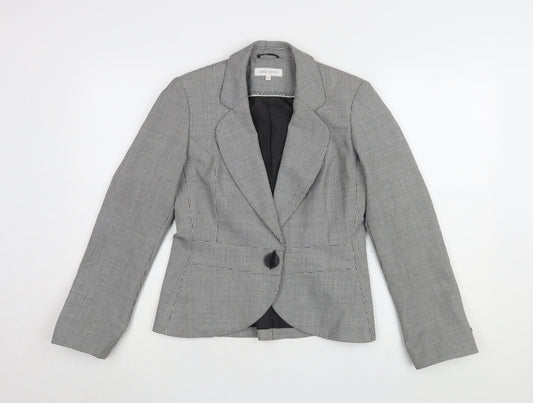 Marks and Spencer Women's Grey Houndstooth Blazer - Size 8