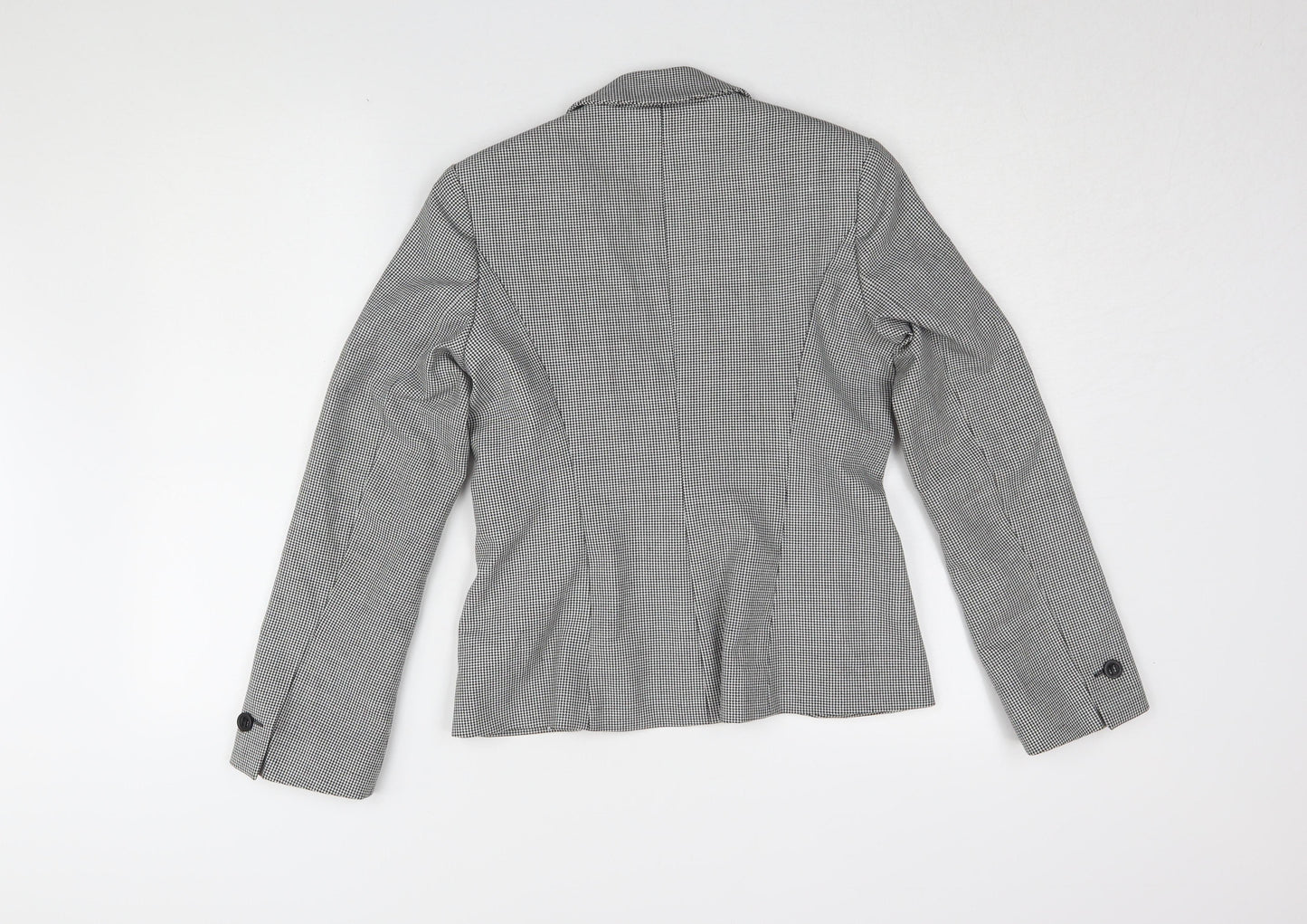 Marks and Spencer Women's Grey Houndstooth Blazer - Size 8