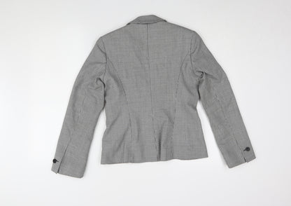 Marks and Spencer Women's Grey Houndstooth Blazer - Size 8