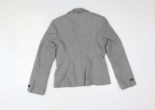 Marks and Spencer Women's Grey Houndstooth Blazer - Size 8