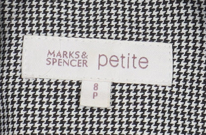 Marks and Spencer Women's Grey Houndstooth Blazer - Size 8