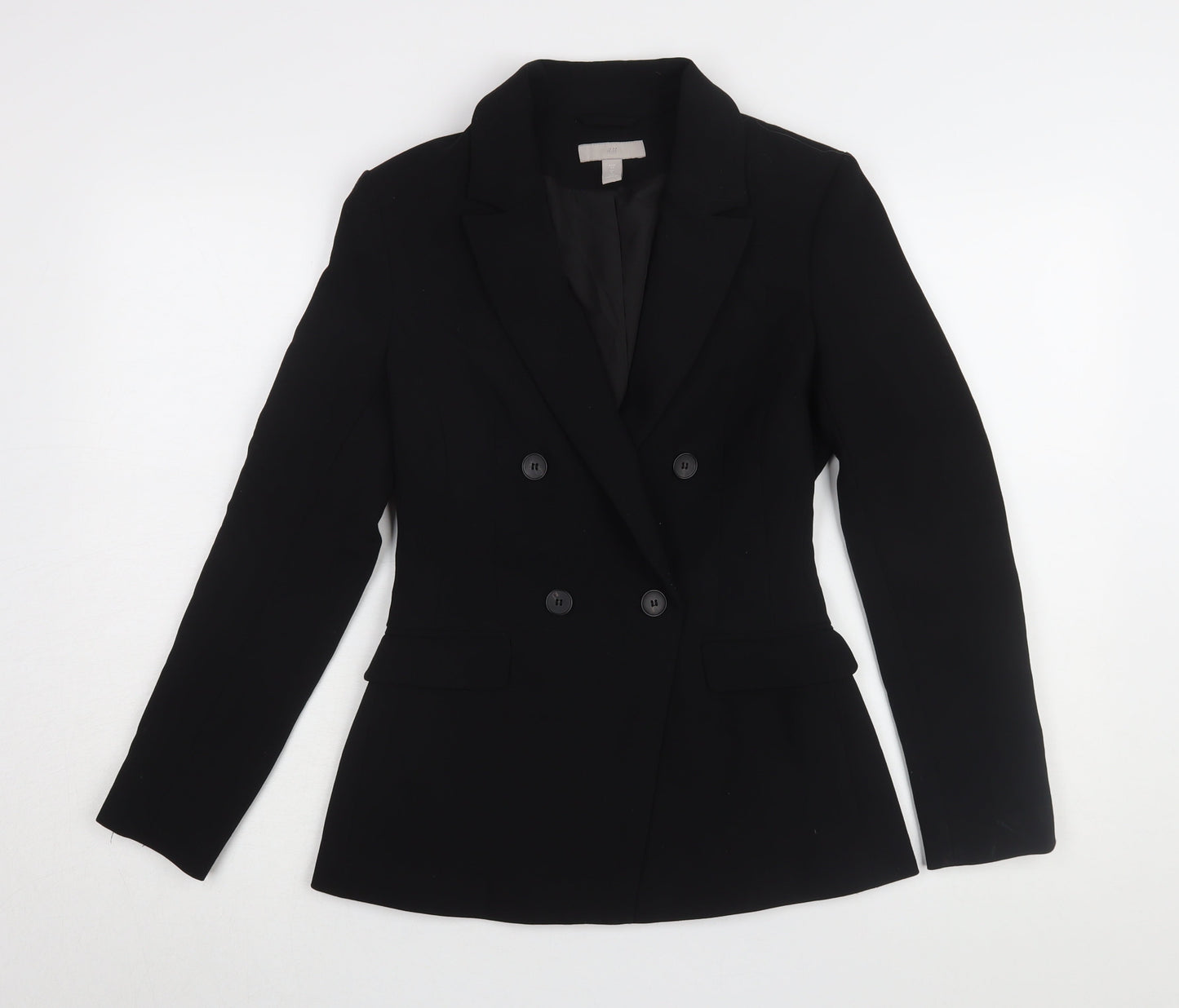 H&M Womens Black Double-Breasted Blazer Size 6